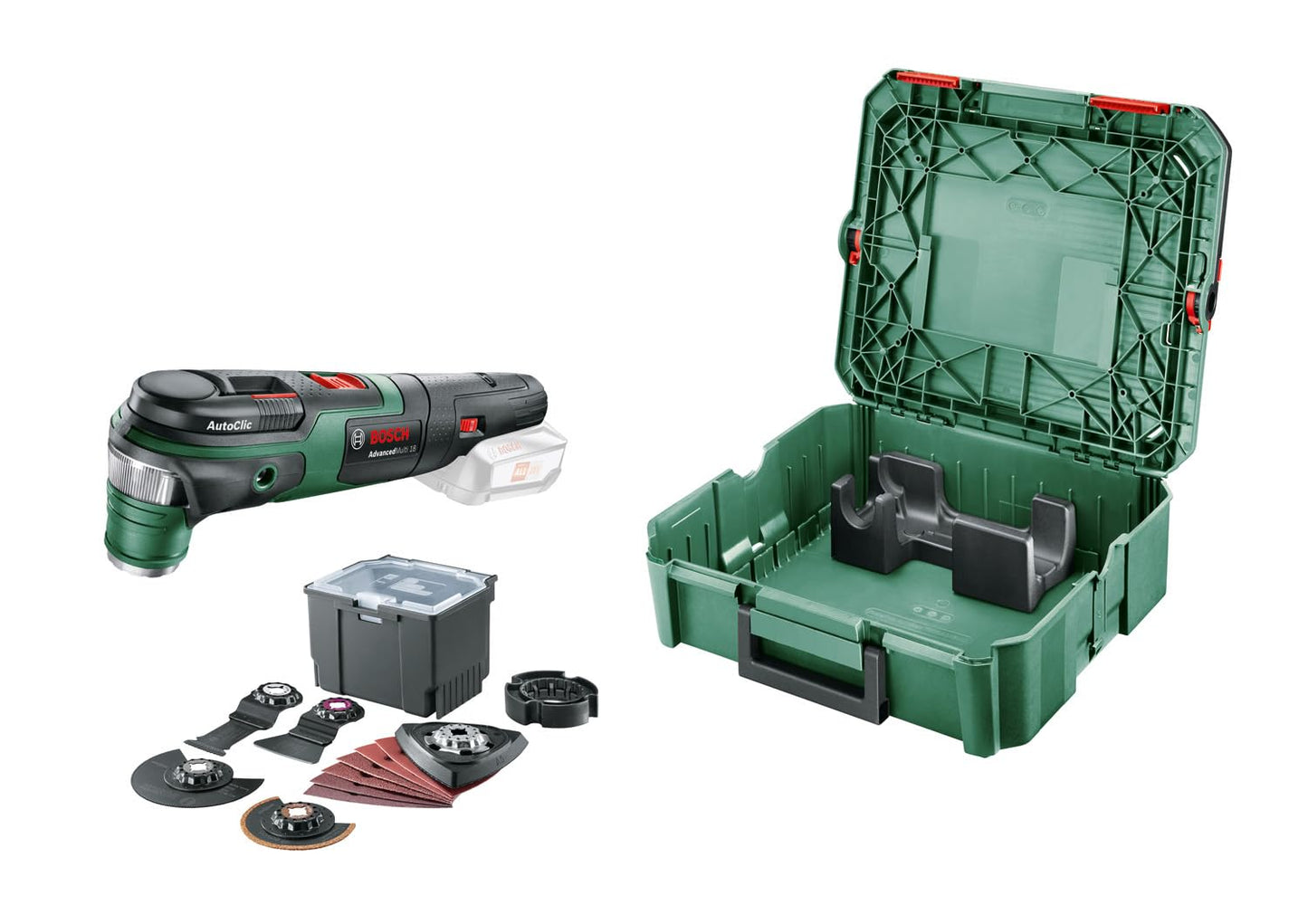 Bosch Multifunktionswerkzeug AdvancedMulti 18 (ohne Akku, 18-Volt-System, Universal-Zubehör-Set, in SystemBox | Größe S) - Amazon Edition