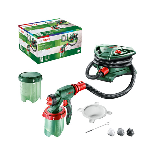 Bosch Farbsprühsystem PFS 7000 (1400 W, 2X Farbbehälter 1000 ml, 3X Düsen für Wandfarben, Lackfarben, Lasuren, Farbfilter, Reinigungsbürste, im Karton)