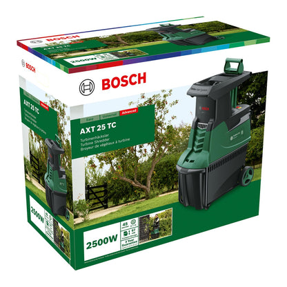 Bosch Turbinenhäcksler AXT 25 TC (2.500 W; geeignet für Holz und harte Gartenabfälle; integrierte Fangbox 53 l; in Karton)