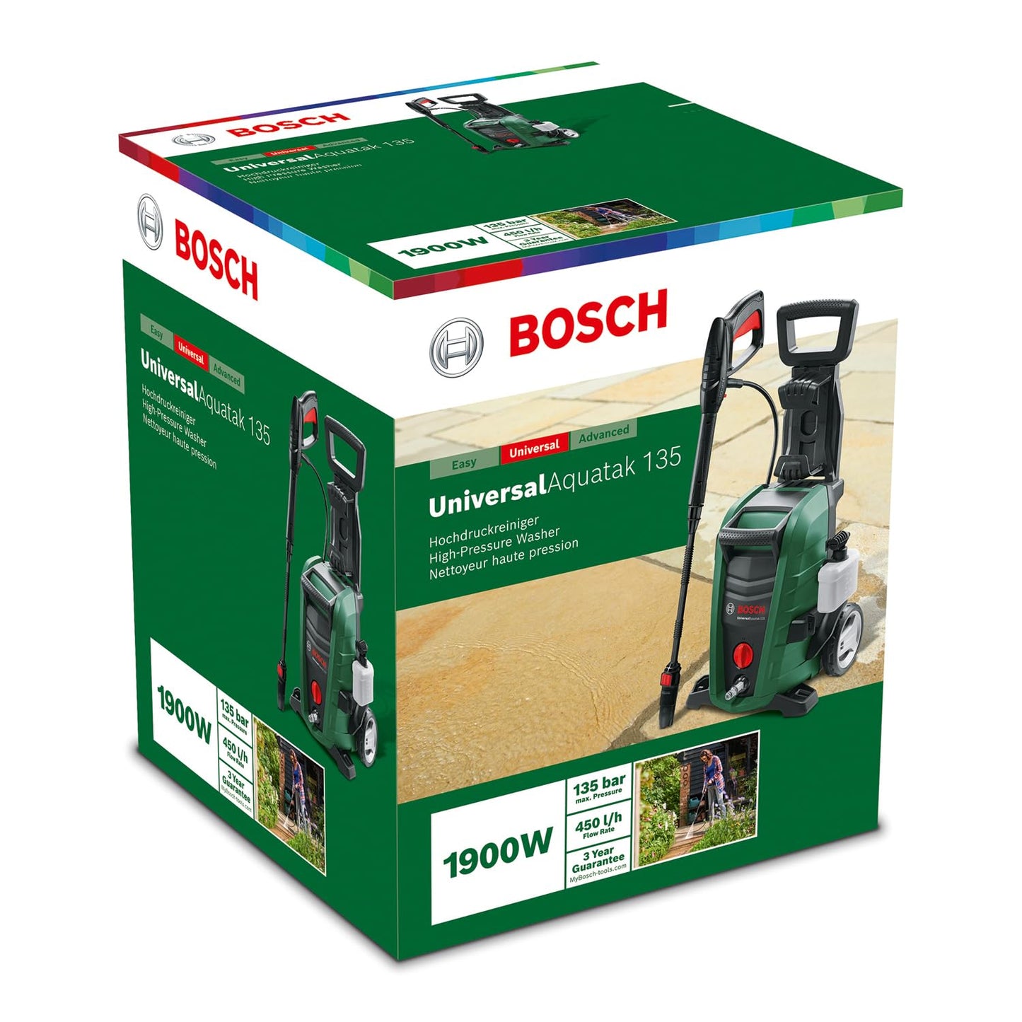 Bosch Home and Garden Bosch Hochdruckreiniger UniversalAquatak 135 (3-in-1-Düse, Schaumdüse, transparenter Wasserfilter, Hochdruckpistole, 7 m Schlauch, 5 m Kabel, 1900 Watt