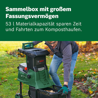 Bosch Turbinenhäcksler AXT 25 TC (2.500 W; geeignet für Holz und harte Gartenabfälle; inklusive Gartenhandschuhe; integrierte Fangbox 53 l; in Karton) – Amazon Edition